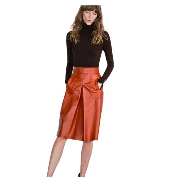 Zara 100% Sheep leather skirt, Sz M, BNWT - Picture 5 of 12